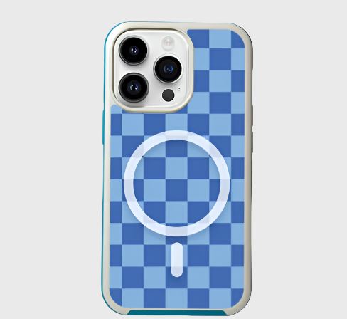 MagSafe iPhone 13 Pro Blue Checkerboard Print Case