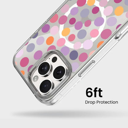 MagSafe iPhone 16 Pro Purple Polka Dots Clear Case