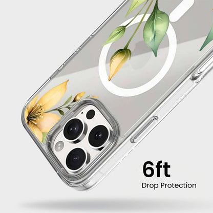 MagSafe iPhone 16 Pro Max Yellow Wildflower Clear Case