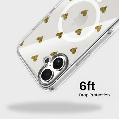 MagSafe iPhone 17 Gold Hearts Clear Case