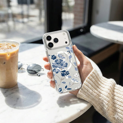 MagSafe iPhone 17 Pro Blue Pattern Clear Case