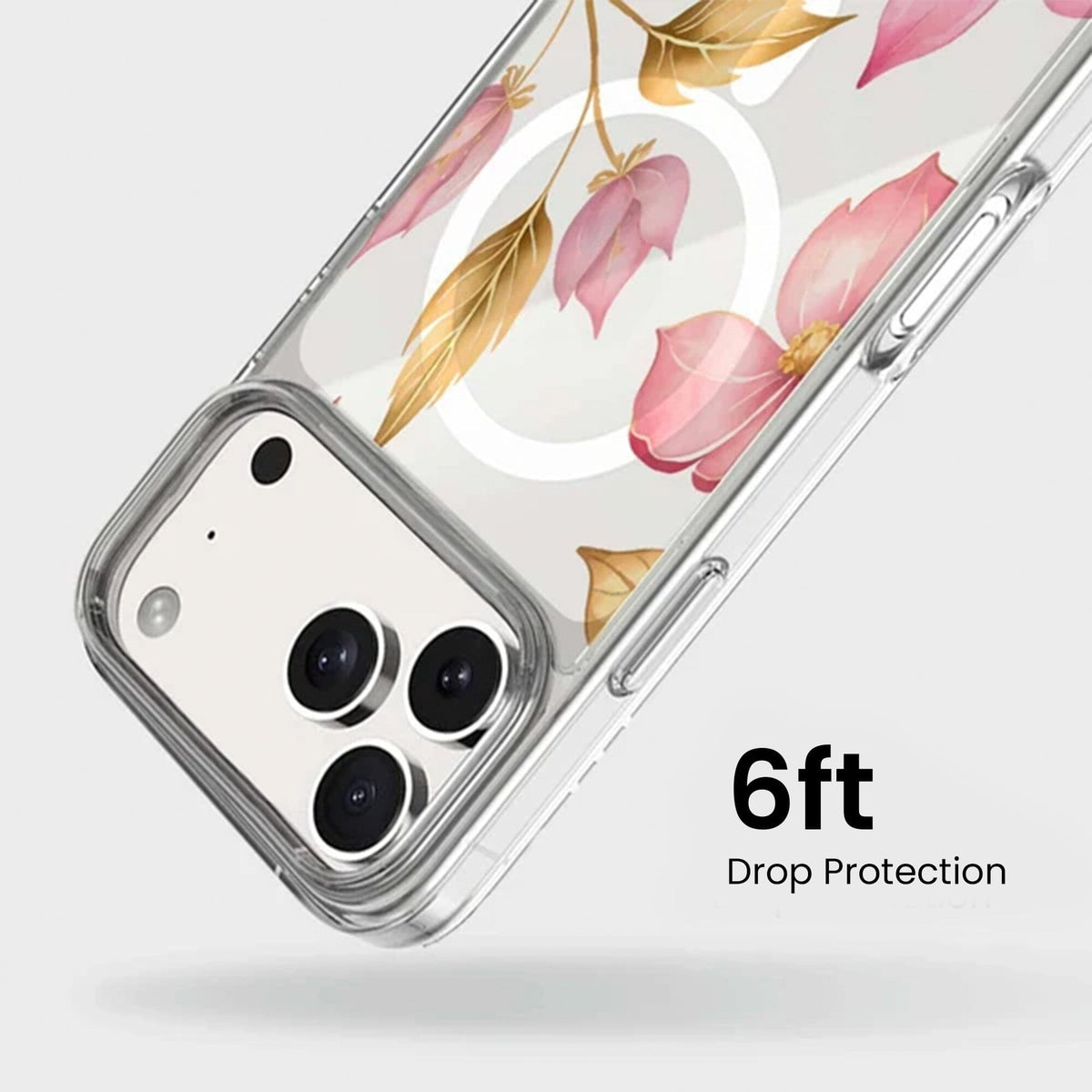 MagSafe iPhone 17 Pro Pink Wildflower Clear Case