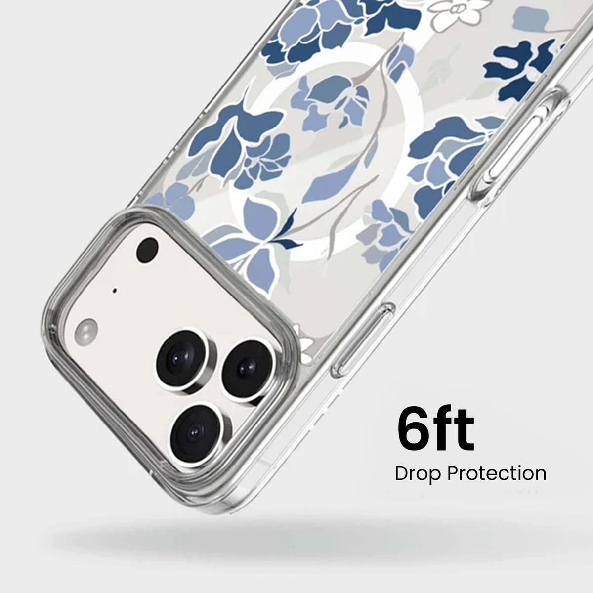 MagSafe iPhone 17 Pro Max Blue Pattern Clear Case