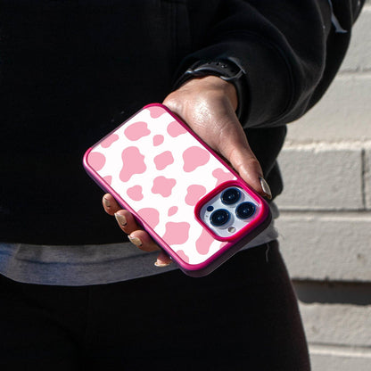 MagSafe iPhone 14 Pro Pink Cow Print Case