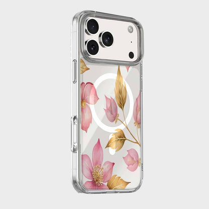 iPhone 18 Pro Max Pink Wildflower Clear Case with MagSafe