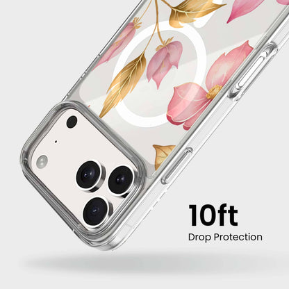 iPhone 18 Pro Max Pink Wildflower Clear Case with MagSafe