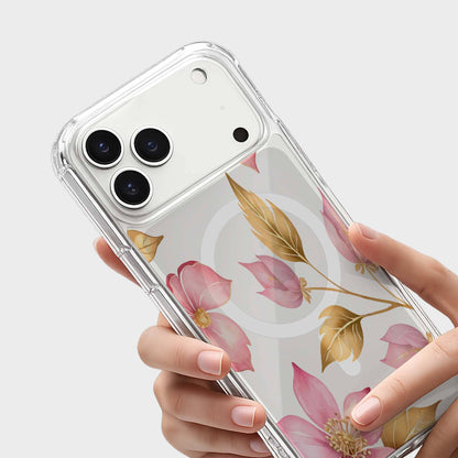 iPhone 18 Pro Max Pink Wildflower Clear Case with MagSafe