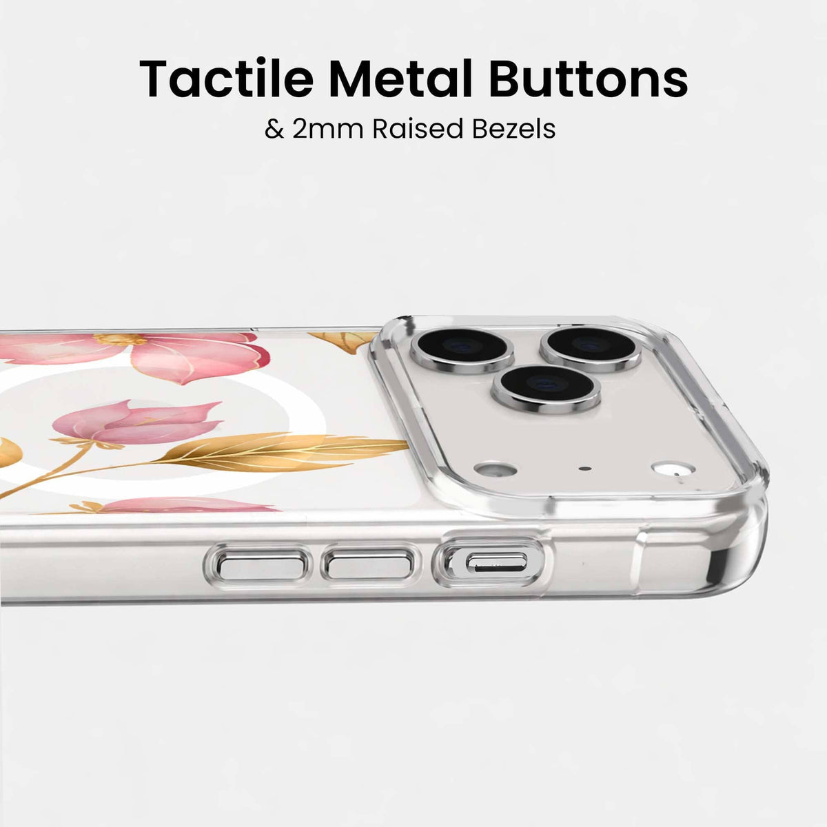 iPhone 18 Pro Pink Wildflower Clear Case with MagSafe
