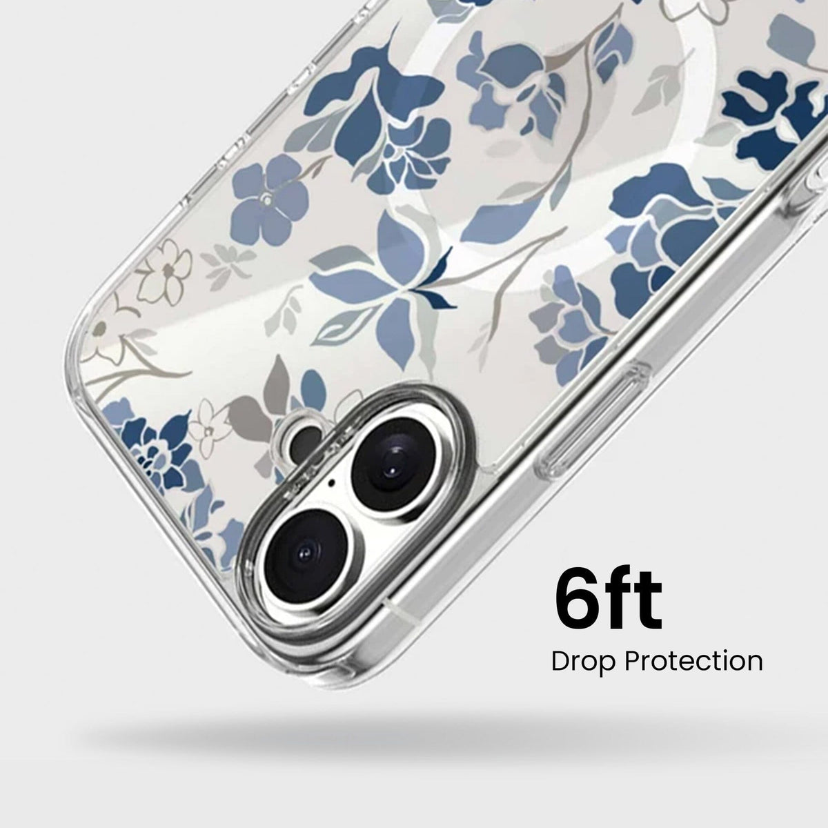 MagSafe iPhone 16 Blue Pattern Clear Case
