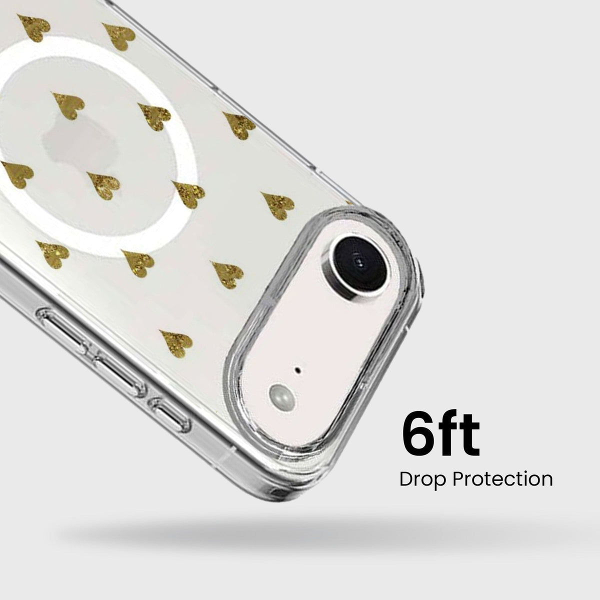 MagSafe iPhone Air Gold Hearts Clear Case