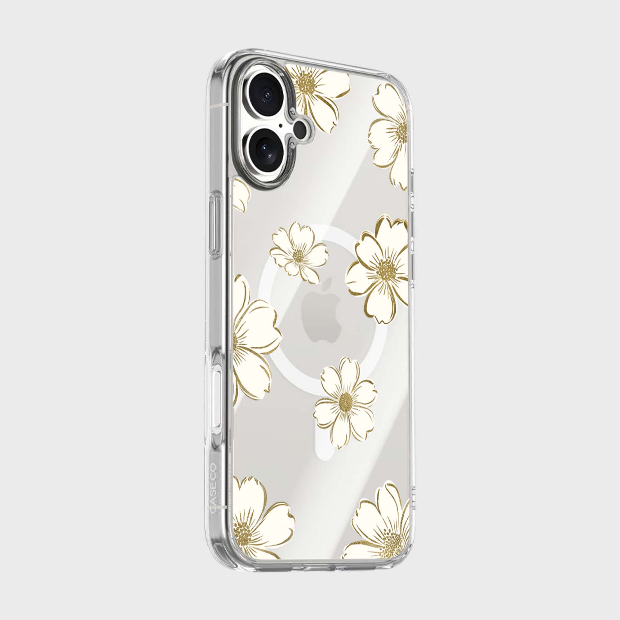 MagSafe iPhone 17 Gold Flower Clear Case
