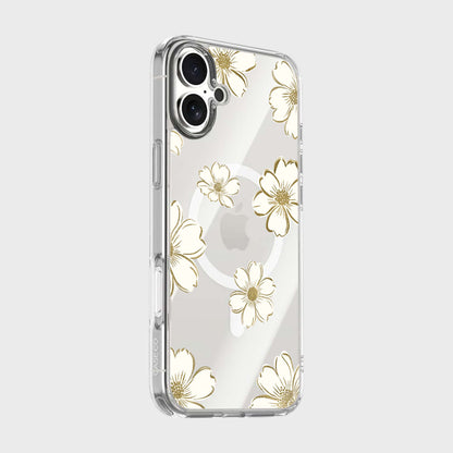 MagSafe iPhone 17 Gold Flower Clear Case