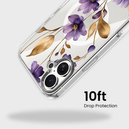 MagSafe iPhone 17 Purple Wildflower Clear Case