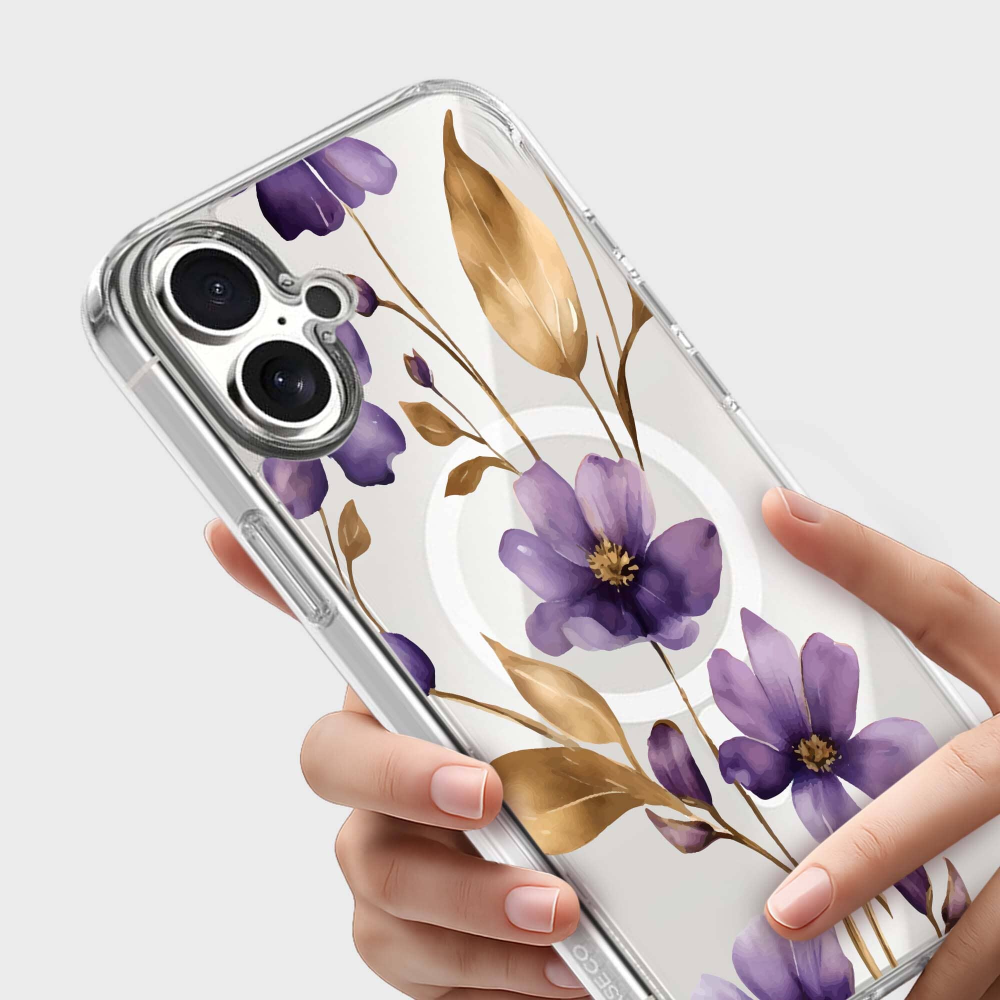 MagSafe iPhone 17 Purple Wildflower Clear Case