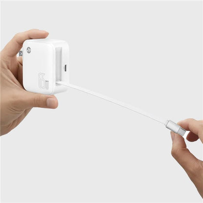 Retract - 65W Foldable Wall Charger with Built-in 100W USB-C Cable