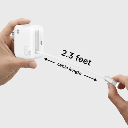 Retract - 65W Foldable Wall Charger with Built-in 100W USB-C Cable