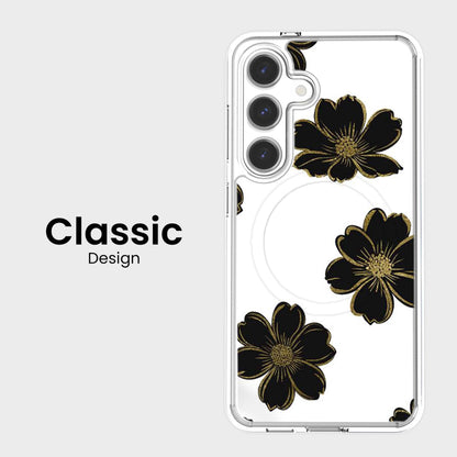 Samsung Galaxy S26 Black Flower Clear Case