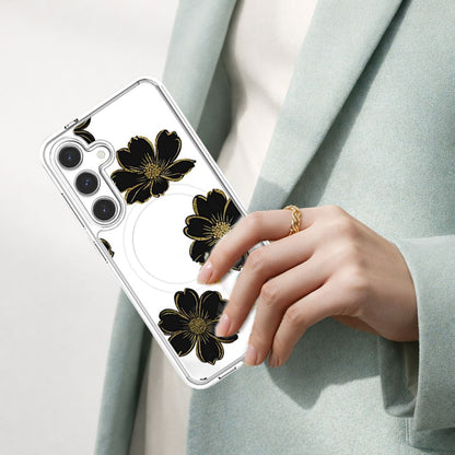 Samsung Galaxy S26 Black Flower Clear Case