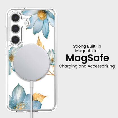 Samsung Galaxy S26 Blue Wildflower Clear Case