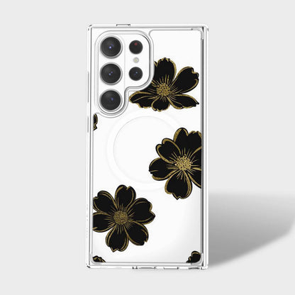 Samsung Galaxy S26 Ultra Black Flower Clear Case