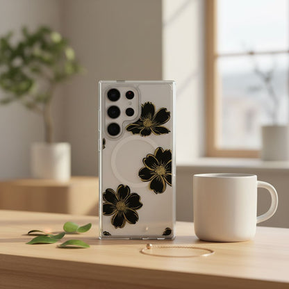 Samsung Galaxy S26 Ultra Black Flower Clear Case