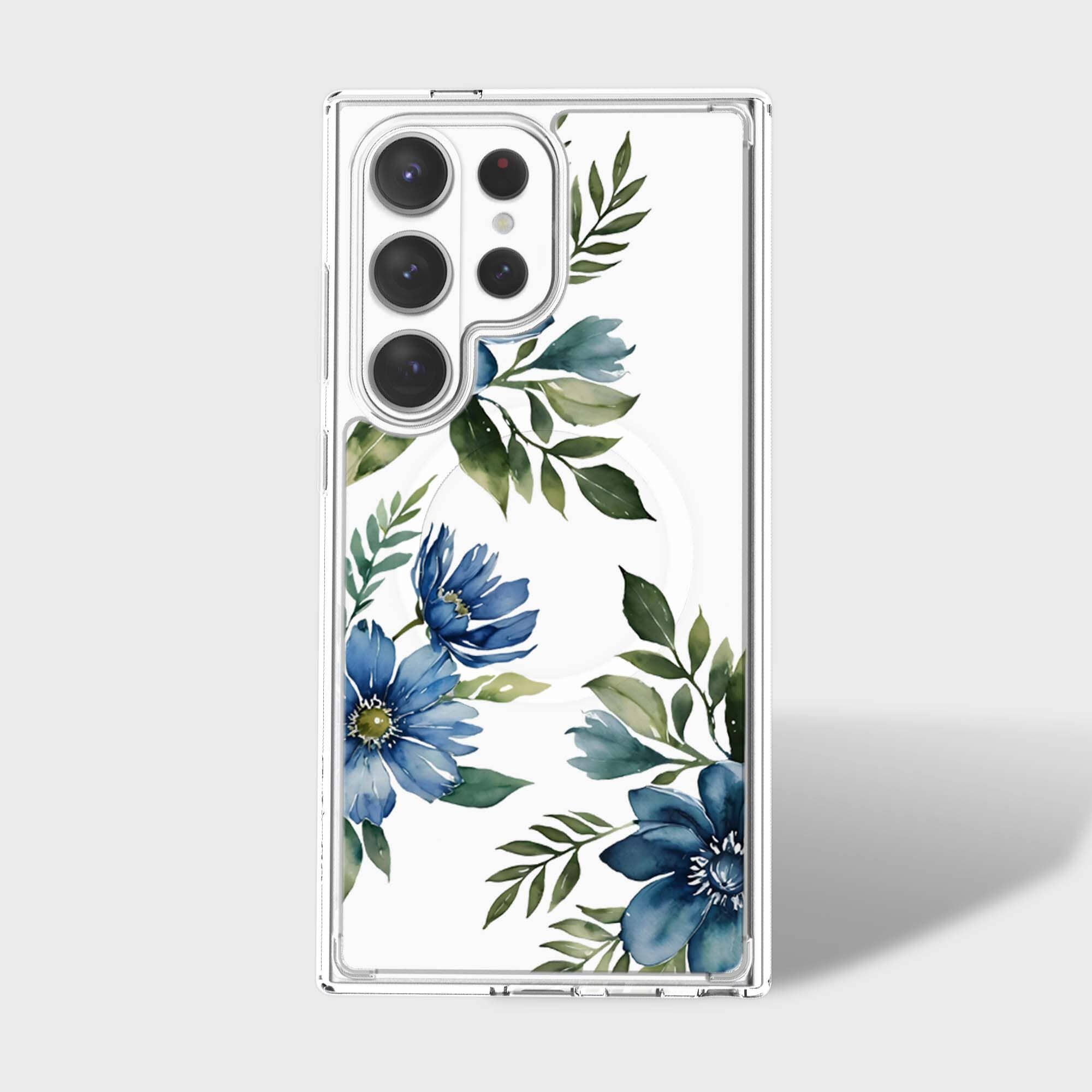 Samsung Galaxy S26 Ultra Blue Floral Clear Case