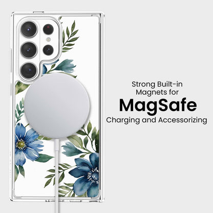 Samsung Galaxy S26 Ultra Blue Floral Clear Case