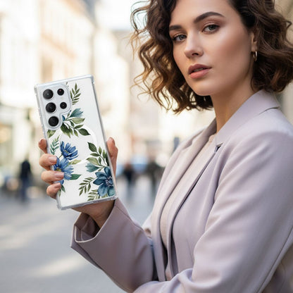 Samsung Galaxy S26 Ultra Blue Floral Clear Case
