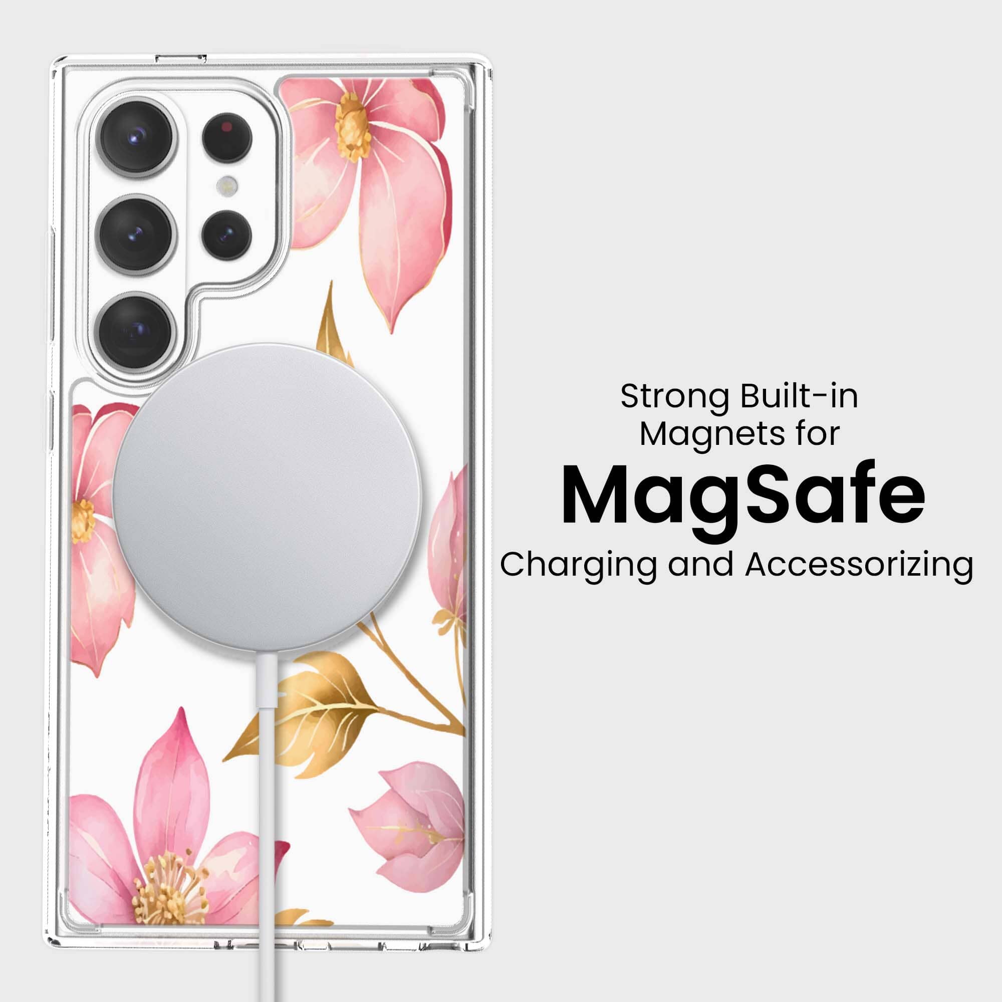 Samsung Galaxy S26 Ultra Pink Wildflower Clear Case