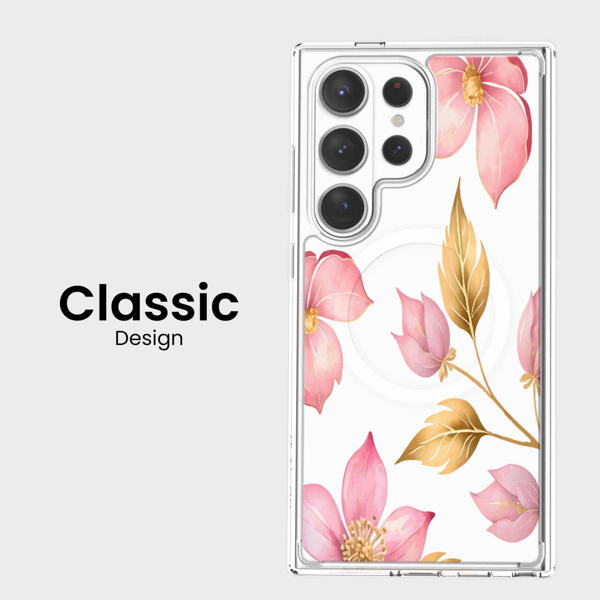 Samsung Galaxy S26 Ultra Pink Wildflower Clear Case