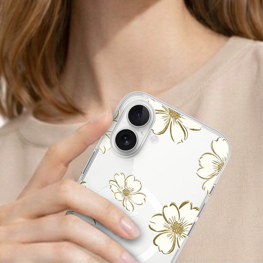 MagSafe iPhone 16 Gold Pattern Clear Case