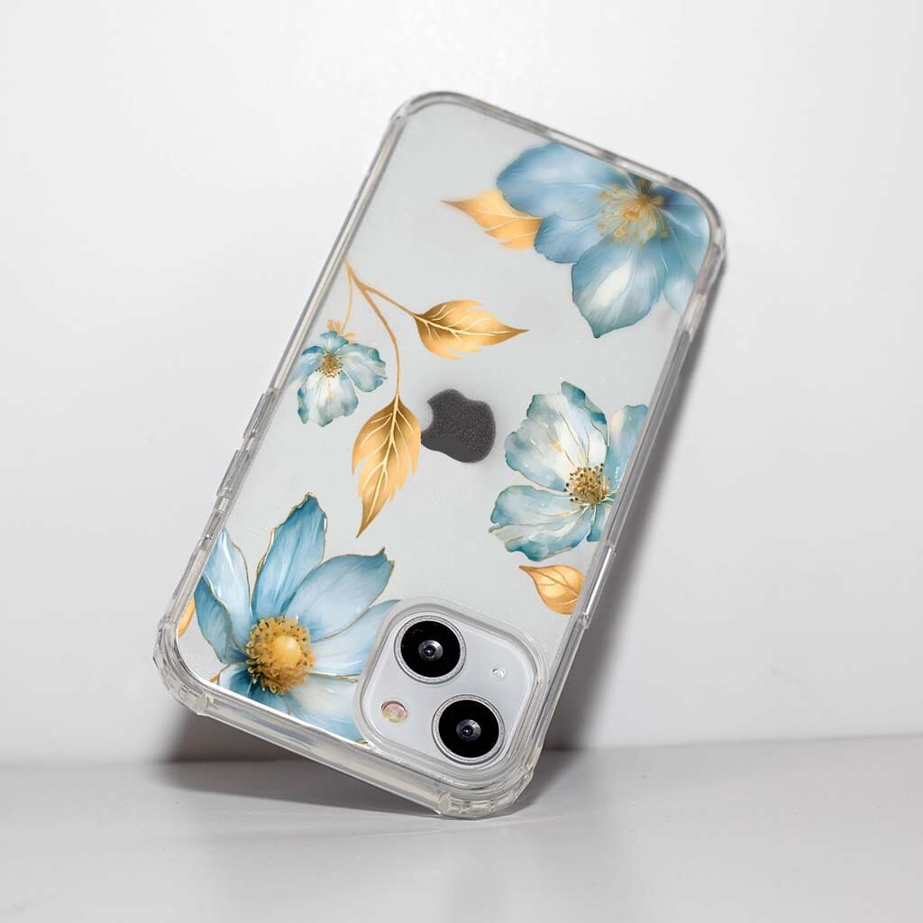 MagSafe iPhone 13 Blue Wildflower Clear Case