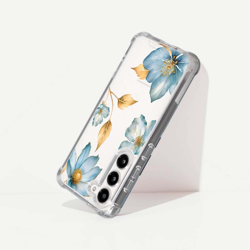 Samsung Galaxy S24 Blue Wildflower Clear Case