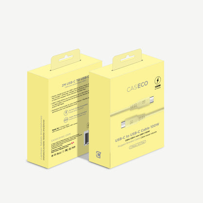 100W USB-C to USB-C Charge Cable (2M) - Pastel Yellow