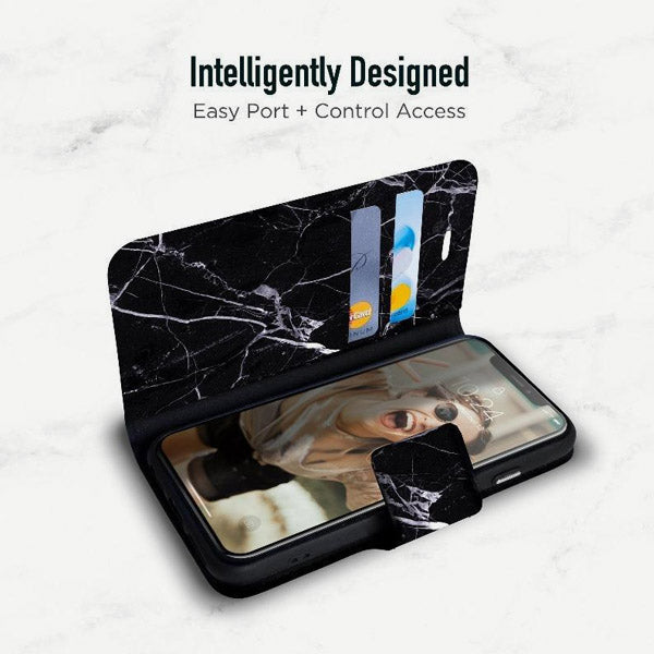 iPhone XR Folio Wallet Case - Marble Wallet - Black - Design