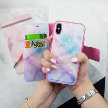 iPhone XR Folio Wallet Case - Marble Wallet - Unicorn - On Hands