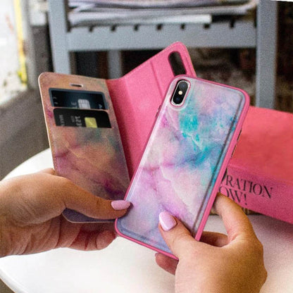 iPhone X & iPhone XS Folio Wallet Case - Marble Wallet - Unicorn - Lifestyle