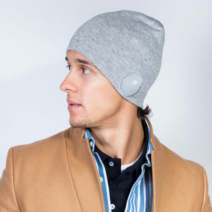 Blu Toque Slim Ribbed Bluetooth Beanie - Ash Grey | Caseco Inc. (Side-Ash Grey Beanie)